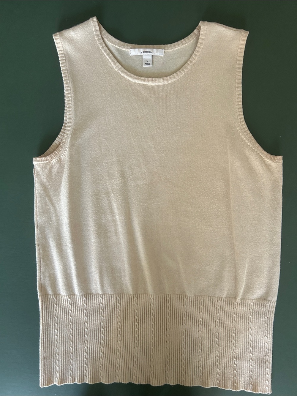 Merona Light Cream Sleeveless Knit Tank with Ribbed Hem